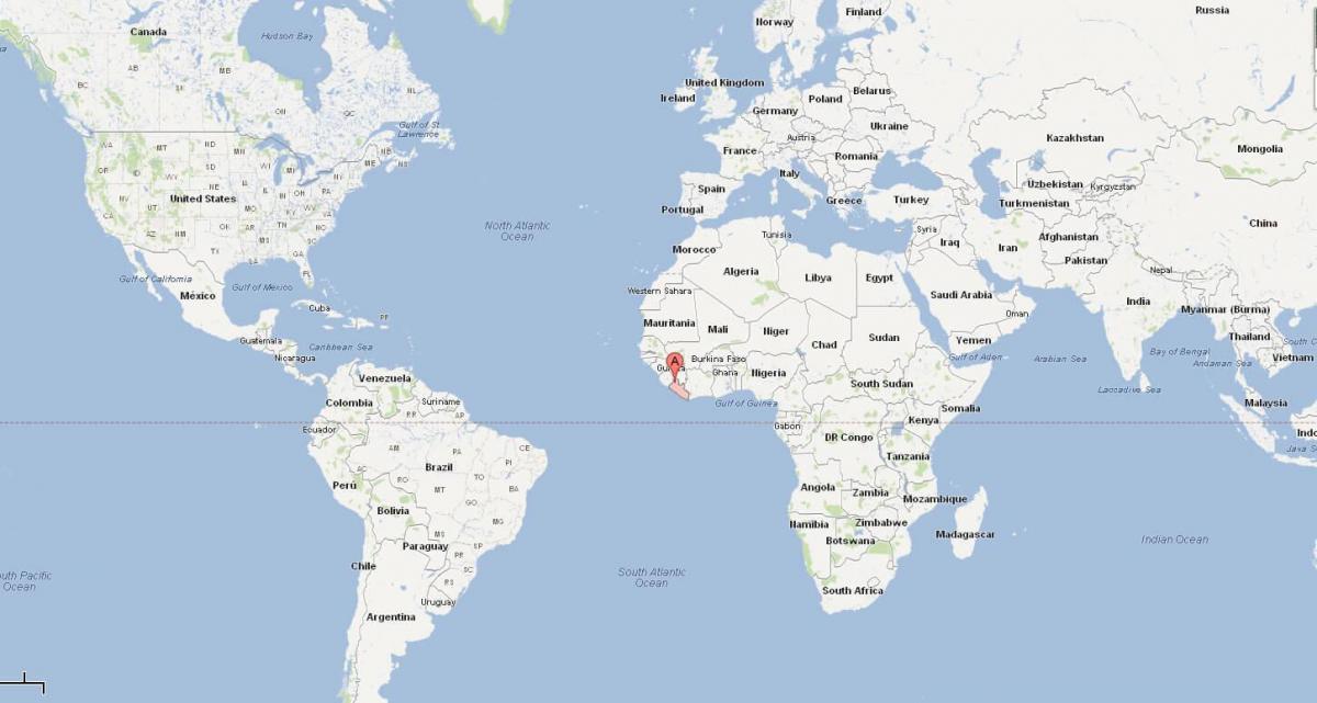 Liberië plek op die wêreld kaart