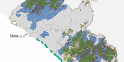 Kaart van Liberië natuurlike hulpbronne