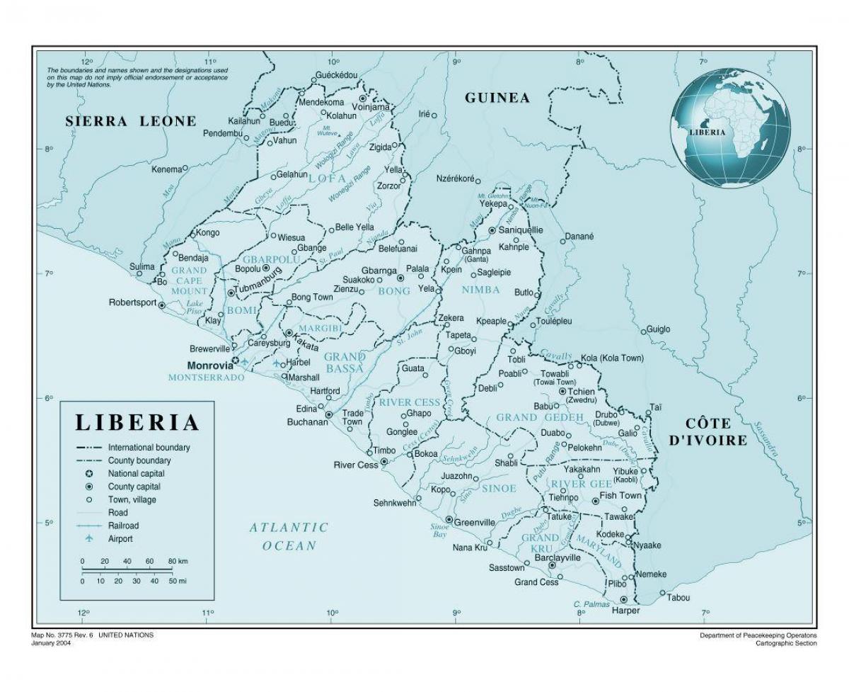 kaart van Liberië lughawe