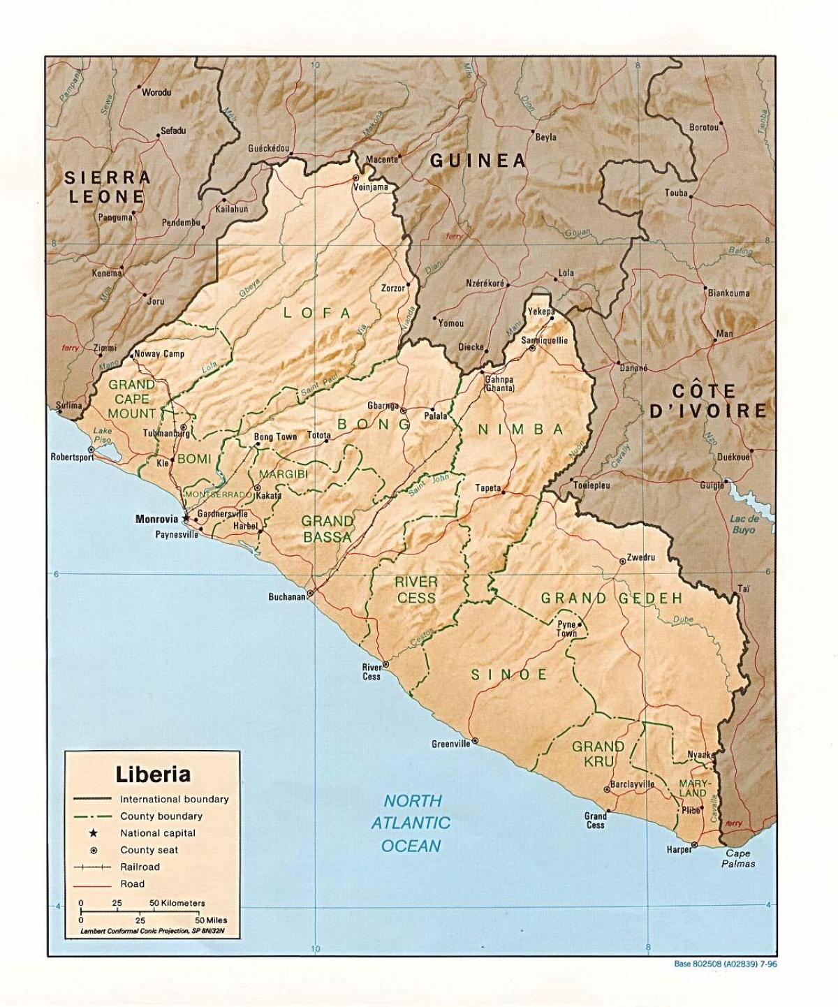 teken die verligting kaart van Liberië